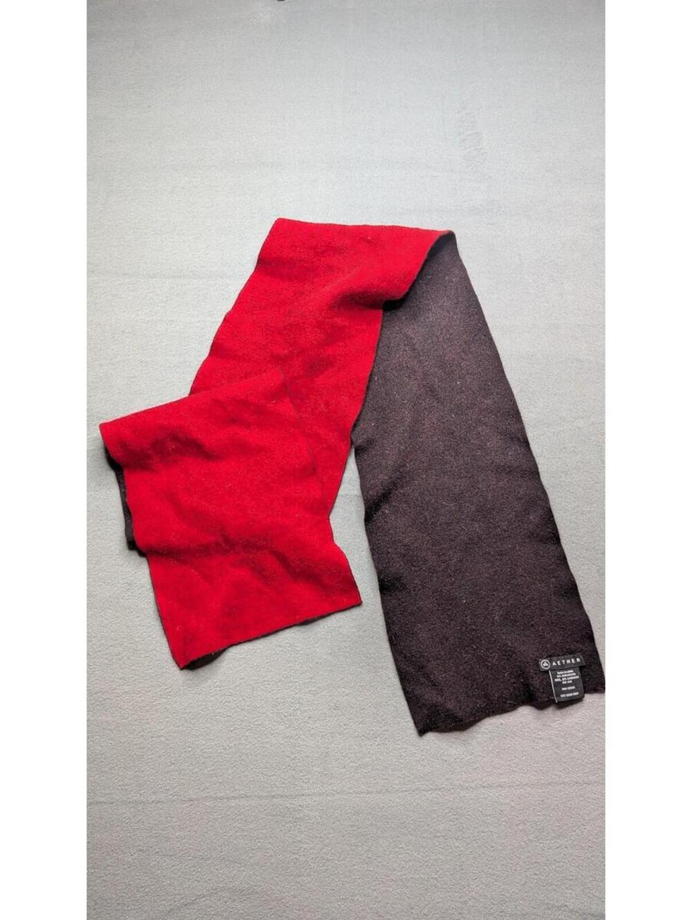 AETHER Scarf Mens One Size Red Wool Cashmere Knit Two Tone Neck Warmer Winter